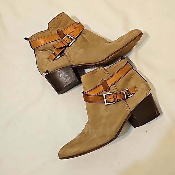 Coach Suede brown strap ankle boots 9 - Picture 1 of 7